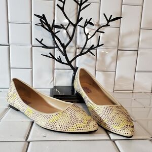 DOLCE BY MOJO MOXY Cream Fabric-Gem Ballet Flats 